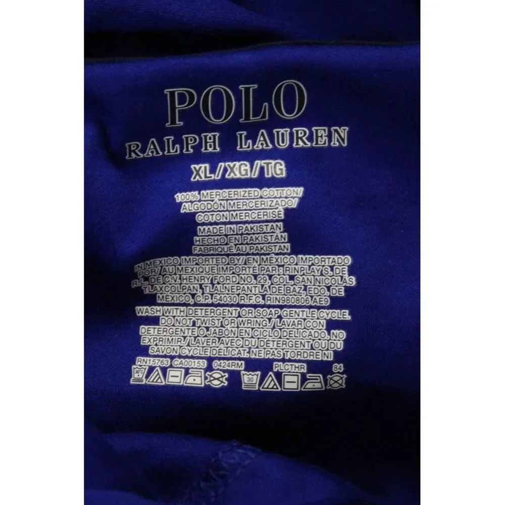 Polo Ralph Lauren Mens Blue Henley Shirt Long Sleeve Mercerized Cotton Size XL